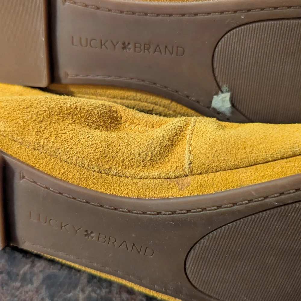 Lucky Brand Mustard Yellow Suede Flats. Like New. Size 6.5.